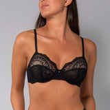 Reggiseno francese con ferretto in pizzo - NERO - VI29