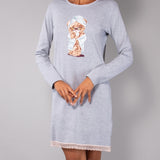 Camicia da notte girocollo L. 90 - GRIGIO MELANGE - M - GRIGIO MELANGE - TE28