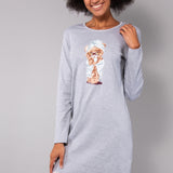 Camicia da notte girocollo L. 90 - GRIGIO MELANGE - M - GRIGIO MELANGE - TE28