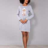 Camicia da notte girocollo L. 90 - GRIGIO MELANGE - M - GRIGIO MELANGE - TE28