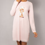 Camicia da notte girocollo L. 90 - PINK - M - PINK - TE28