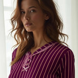 Pigiama lungo serafino - PRUGNA - TT11