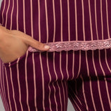 Pigiama lungo serafino - PRUGNA - TT11