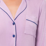Pigiama con maglia a manica lunga, collo revers e pantalone lungo in modal - LILLA - CH13