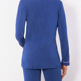 Pigiama con maglia a manica lunga, collo revers e pantalone lungo in modal - BLU - CH13