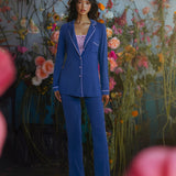 Pigiama con maglia a manica lunga, collo revers e pantalone lungo in modal - BLU - CH13