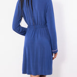 Vestaglia con cintura e tasche in modal - BLU - CH72