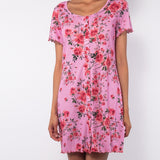 Camicia da notte aperta a manica corta in cotone - ROSE - RO28