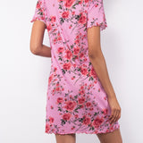 Camicia da notte aperta a manica corta in cotone - ROSE - RO28