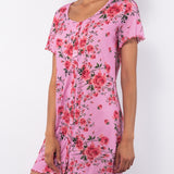 Camicia da notte aperta a manica corta in cotone - ROSE - RO28