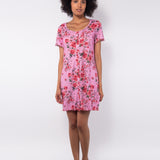 Camicia da notte aperta a manica corta in cotone - ROSE - RO28