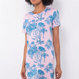 Camicia da notte serafino a manica corta in viscosa stretch - PINK - SU27