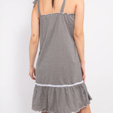 Camicia da notte con spalline regolabili in cotone - NERO - VH28