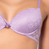 Reggiseno push-up con coppe imbottite, lunette estraibili e ferretto in pizzo - LILLA - DL24