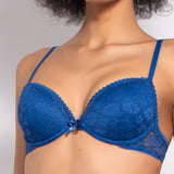 Reggiseno push-up con coppe imbottite, lunette estraibili e ferretto in pizzo - BLU - DL24