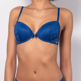 Reggiseno push-up con coppe imbottite, lunette estraibili e ferretto in pizzo - BLU - DL24
