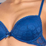 Reggiseno push-up con coppe imbottite, lunette estraibili e ferretto in pizzo - BLU - DL24