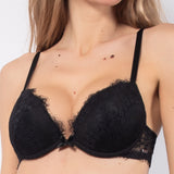 Push-up con coppe imbottite, lunette estraibili e ferretto in pizzo - NERO - PR24