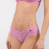 Slip in pizzo e microfibra - ROSA - PR32