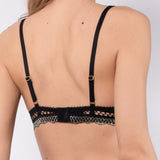 Push-up con coppe imbottite, lunette estraibili e ferretto in pizzo geometrico - NERO - RS24