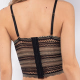 Top con coppe foderate non imbottite e senza ferretto in pizzo geometrico - NERO - RS40