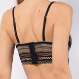 Top con coppe imbottite e senza ferretto in pizzo geometrico - NERO - RS41