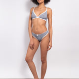 Reggiseno triangolo non imbottito e senza ferretto in microfibra vichy - DENIM - VH20