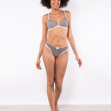 Reggiseno a triangolo con coppe imbottite e senza ferretto in microfibra vichy - NERO - VH21