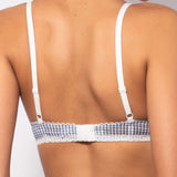 Reggiseno a triangolo con coppe imbottite e senza ferretto in microfibra vichy - DENIM - VH21
