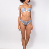 Reggiseno a triangolo con coppe imbottite e senza ferretto in microfibra vichy - DENIM - VH21