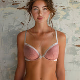 Push-up con coppe imbottite, lunette estraibili e ferretto in microfibra vichy - ROSSO - VH24