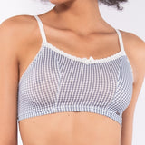 Top non imbottito e senza ferretto in microfibra vichy - DENIM - VH40