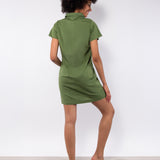 Abito corto in cotone elasticizzato - VERDE - AC45