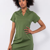 Abito corto in cotone elasticizzato - VERDE - AC45