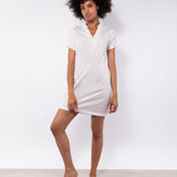 Abito corto in cotone elasticizzato - MILK - AC45