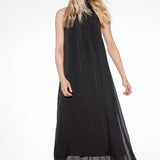 Abito lungo con scollo all'americana - NERO - AL28