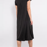 Abito midi soft touch con cintura e tasche - NERO - AM78