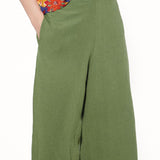 Pantaloni lunghi ampi in viscosa e lino - VERDE - PA38