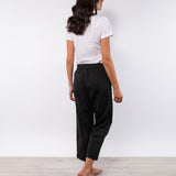Pantaloni lunghi con risvolto in cotone elasticizzato - NERO - PA49