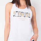 Canotta in cotone stretch con scritta e strass - BIANCO - TS06