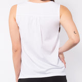 Canotta in viscosa e cotone con fiore in tulle - BIANCO - TS13