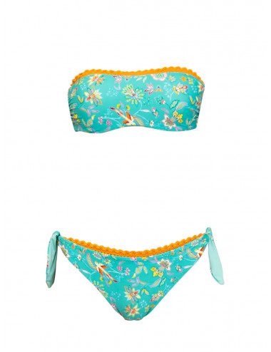 Bikini fascia con coppe imbottite estraibili e ferretto e slip