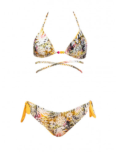 Bikini triangolo con coppe imbottite estraibili e slip con