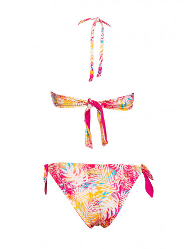 Bikini top con coppe imbottite estraibili e slip annodato - FJ13