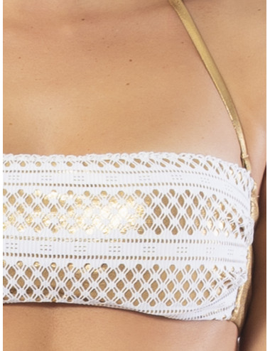 Bikini fascia con coppe imbottite estraibili e slip annodato -