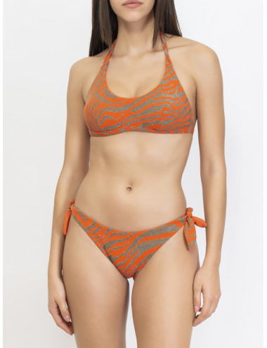 Bikini top con coppe imbottite estraibili e brasiliana annodata