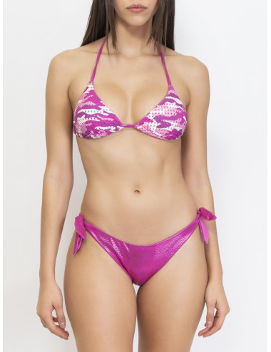 Bikini a triangolo con coppe imbottite estraibili e brasiliana