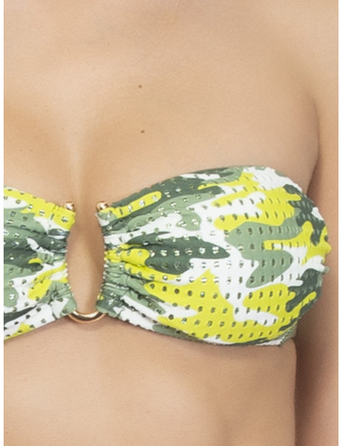 Bikini a fascia con coppe imbottite estraibili e slip annodato
