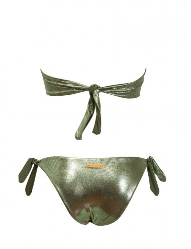 Bikini a fascia con coppe imbottite estraibili e slip annodato