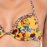 Bikini set push-up con coppe imbottite, ferretto e lunette estraibili e slip annodato regolabile - LO06